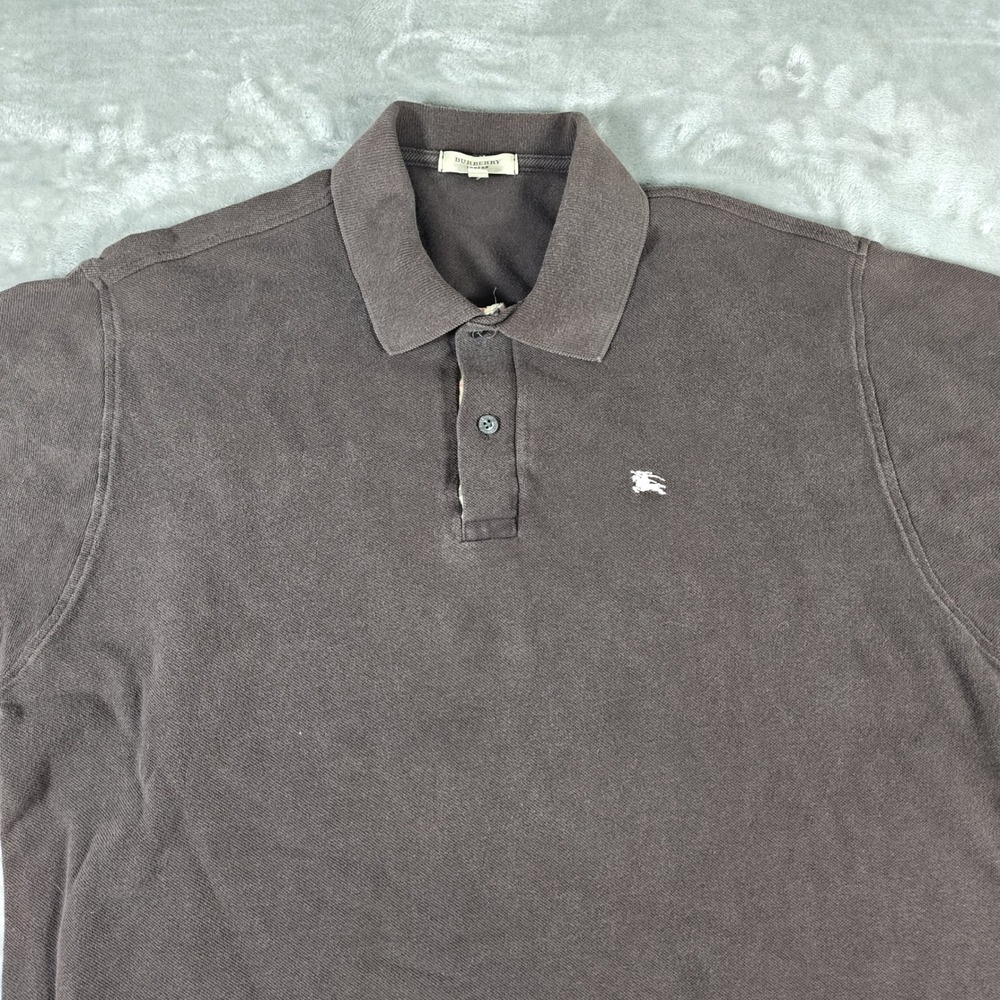 Burberry Polo Shirt Mens XL Brown Short Sleeve Pique Cotton London Preppy